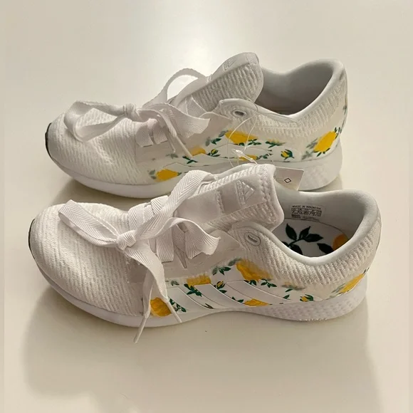 adidas | Shoes | Size 7 White Yellow Floral Flower Ribbon Lace Up Athletic  Sneakers Adidas | Poshmark